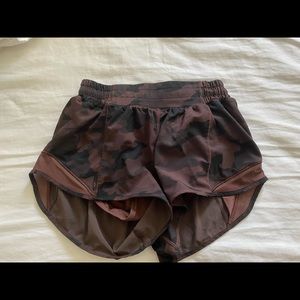 Orange and black camo shorts
